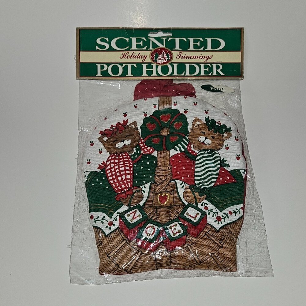 VTG NOS Holiday Trimmings Christmas Cats Scented Potholder Pine Barth & Dreyfuss